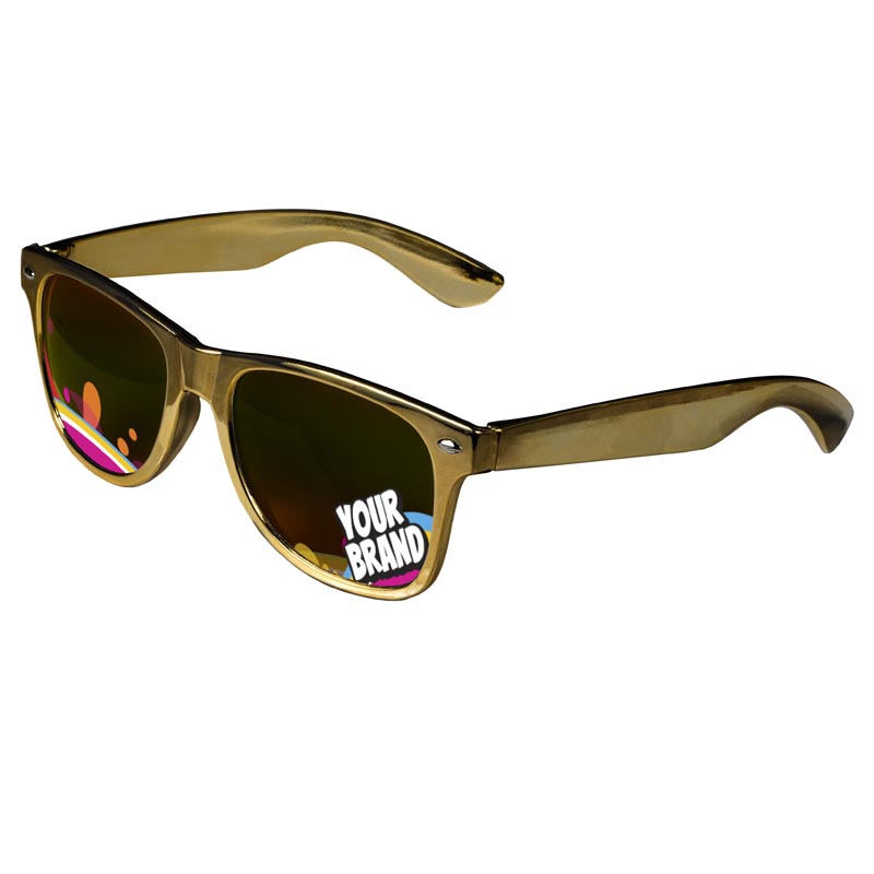 Direct-To-Lenses Custom Printed Tinted Lenses Retro Sunglasses - Gold