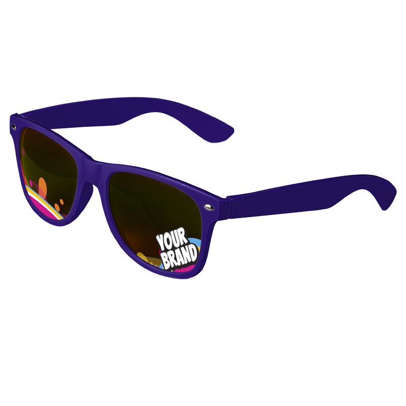 Direct-To-Lenses Custom Printed Tinted Lenses Retro Sunglasses - Purple