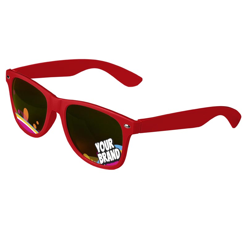 Direct-To-Lenses Custom Printed Tinted Lenses Retro Sunglasses - Red