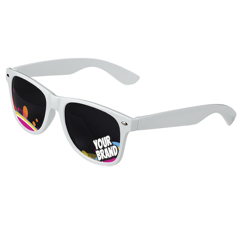 Direct-To-Lenses Custom Printed Tinted Lenses Retro Sunglasses - White