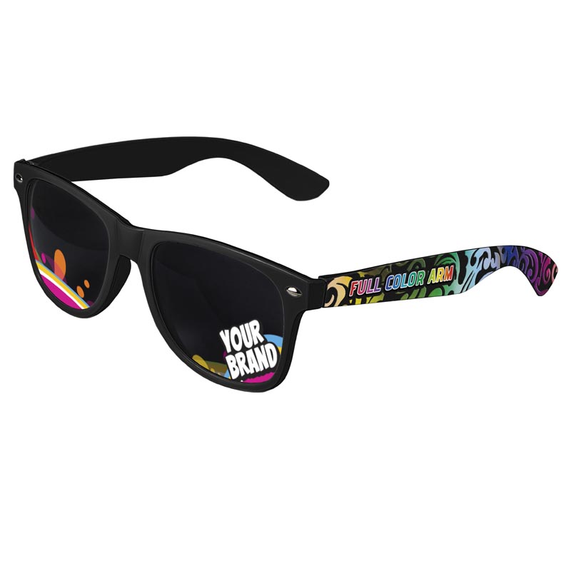 Direct-To-Lenses Custom Printed Tinted Lenses Retro Sunglasses - Black