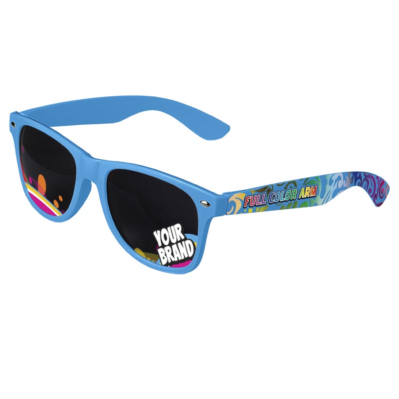 Direct-To-Lenses Custom Printed Tinted Lenses Retro Sunglasses - Blue