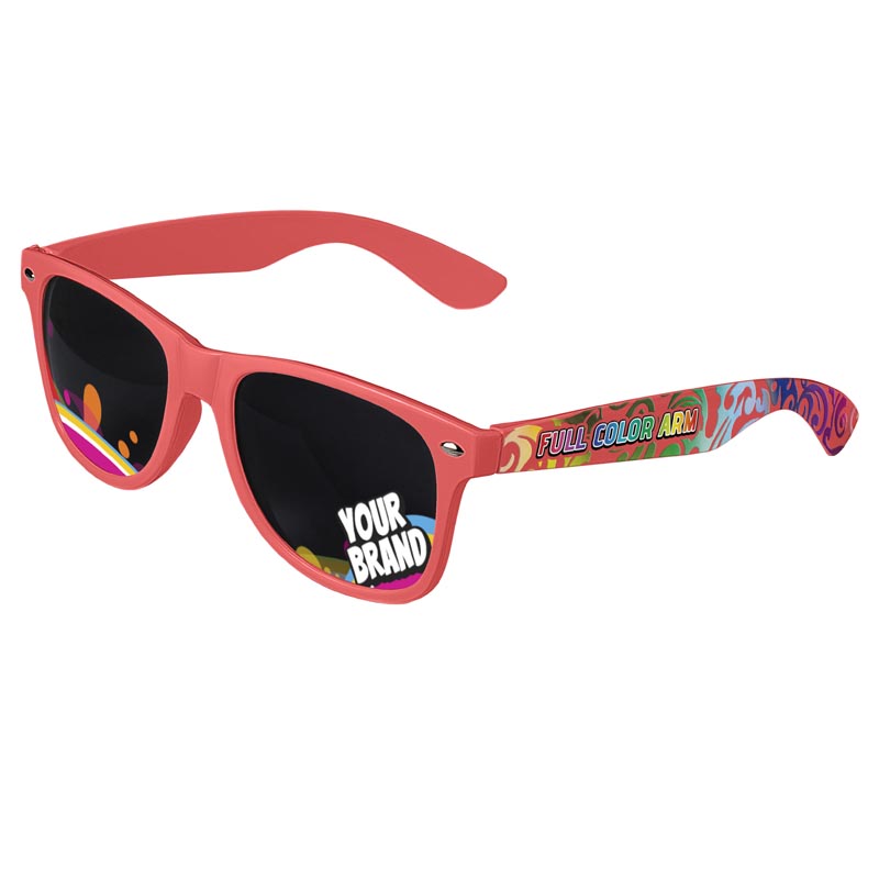 Direct-To-Lenses Custom Printed Tinted Lenses Retro Sunglasses - Coral