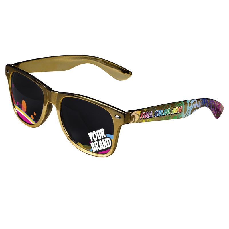 Direct-To-Lenses Custom Printed Tinted Lenses Retro Sunglasses - Gold