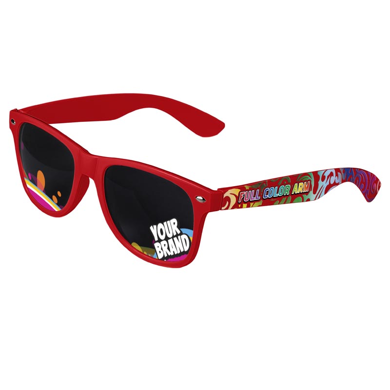 Direct-To-Lenses Custom Printed Tinted Lenses Retro Sunglasses - Red