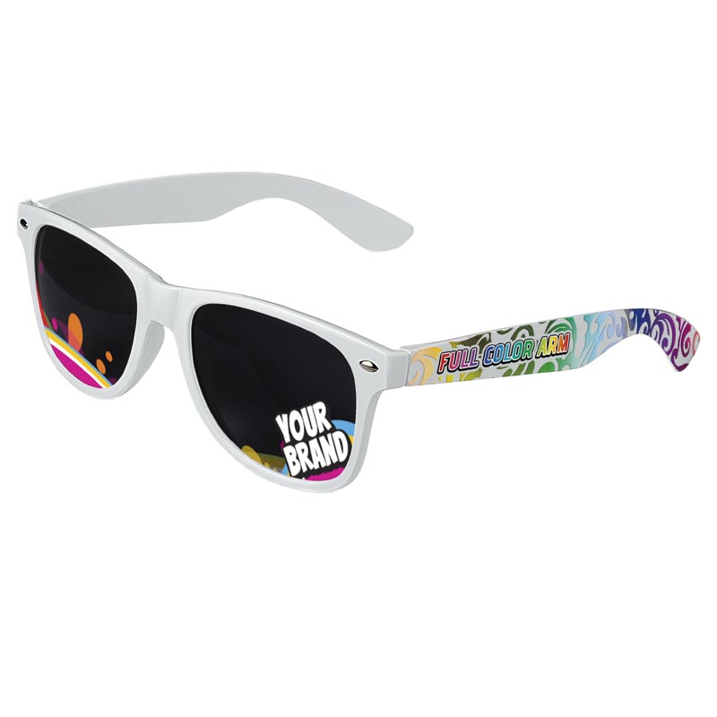 Direct To Lenses Custom Printed Tinted Lenses Retro Sunglasses White