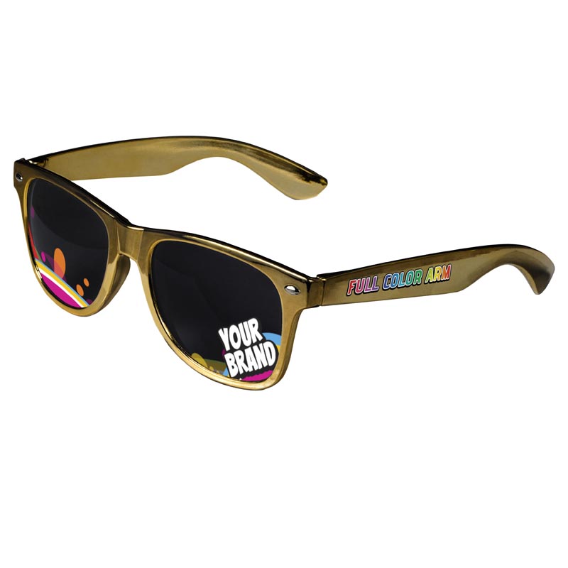 Direct-To-Lenses Custom Printed Tinted Lenses Retro Sunglasses - Gold