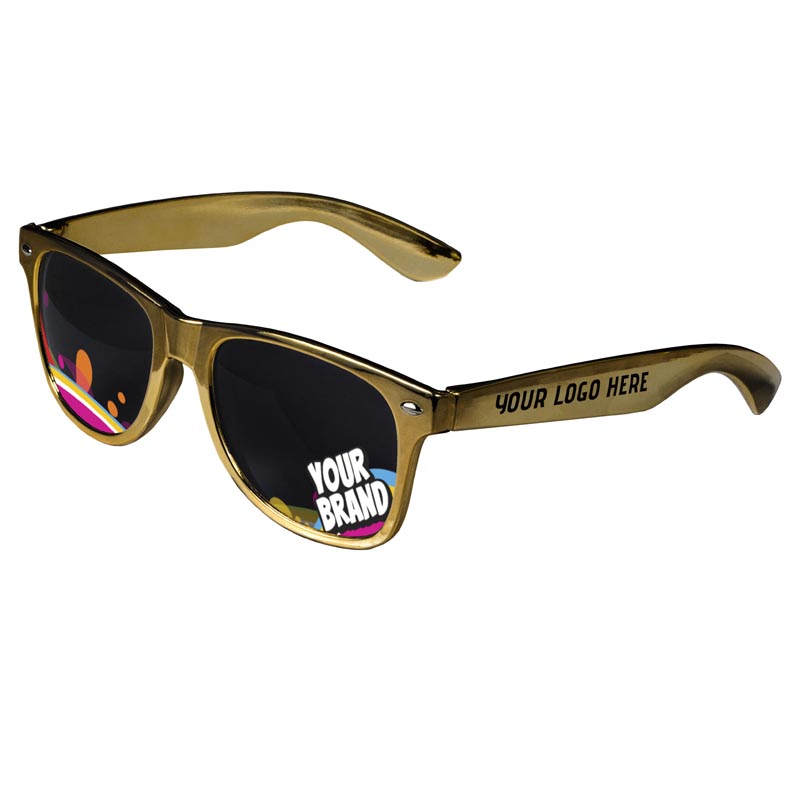 Direct-To-Lenses Custom Printed Tinted Lenses Retro Sunglasses - Gold