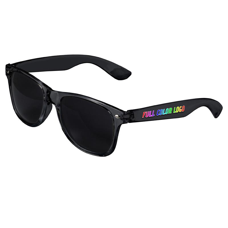 Retro Tinted Lens Transparent Sunglasses - Black