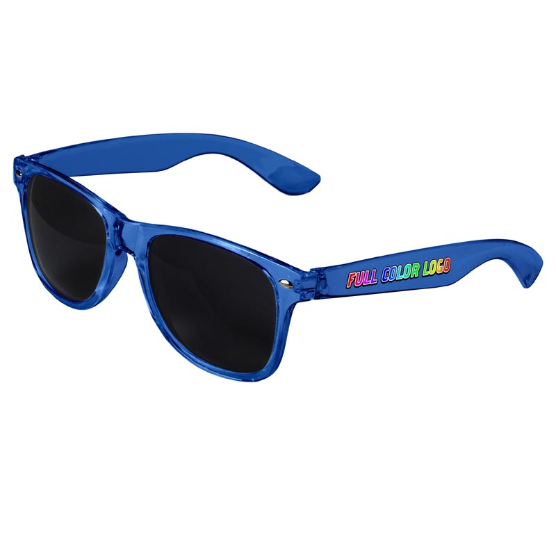 Retro Tinted Lens Transparent Sunglasses - Blue