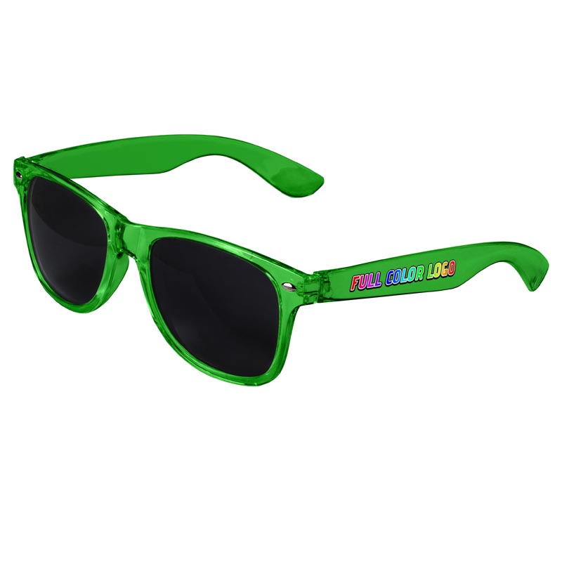 Retro Tinted Lens Transparent Sunglasses - Green