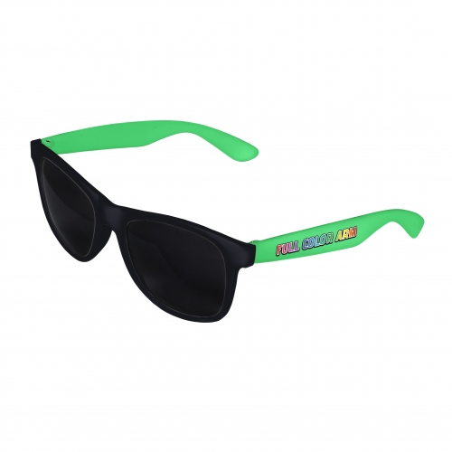 Black Front - Green Retro 2 Tone Sunglasses with Full-Color Side Arm Printing Customization