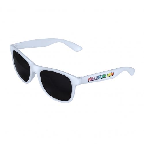 White Front - White Retro 2 Tone Sunglasses with Full-Color Side Arm Printing Customization