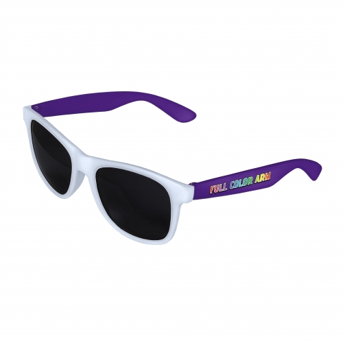 White Front - Purple Retro 2 Tone Sunglasses with Full-Color Side Arm Printing Customization