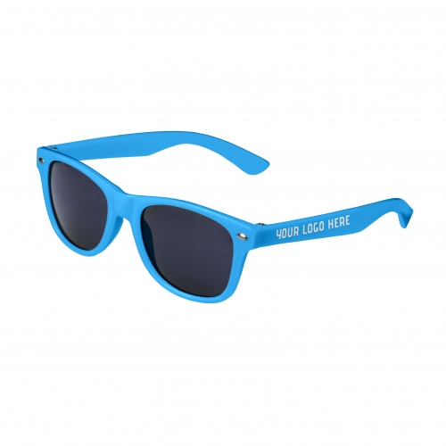 Blue Retro Kids Sunglasses with 1 Color Side Arm Printing Customization