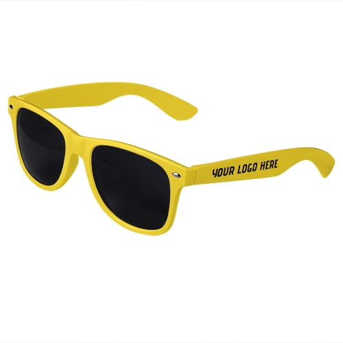 Yellow Retro Sunglasses with 1 Color Side Arm Printing Customization