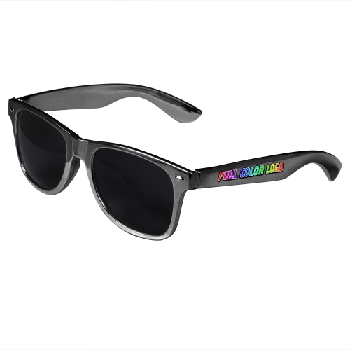 Silver Retro Sunglasses with Full-Color Side Arm Printing Customization