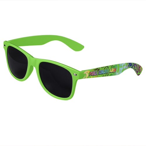 Green Retro Sunglasses with Full-Arm Full-Color Side Arm Printing Customization