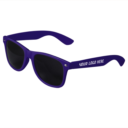 Purple Retro Sunglasses with 1 Color Side Arm Printing Customization