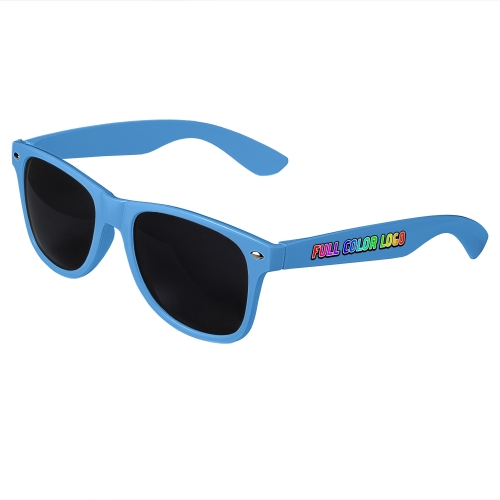 Blue Retro Sunglasses with Full-Color Side Arm Printing Customization