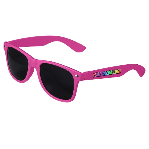 Pink Retro Sunglasses with Full-Color Side Arm Printing Customization